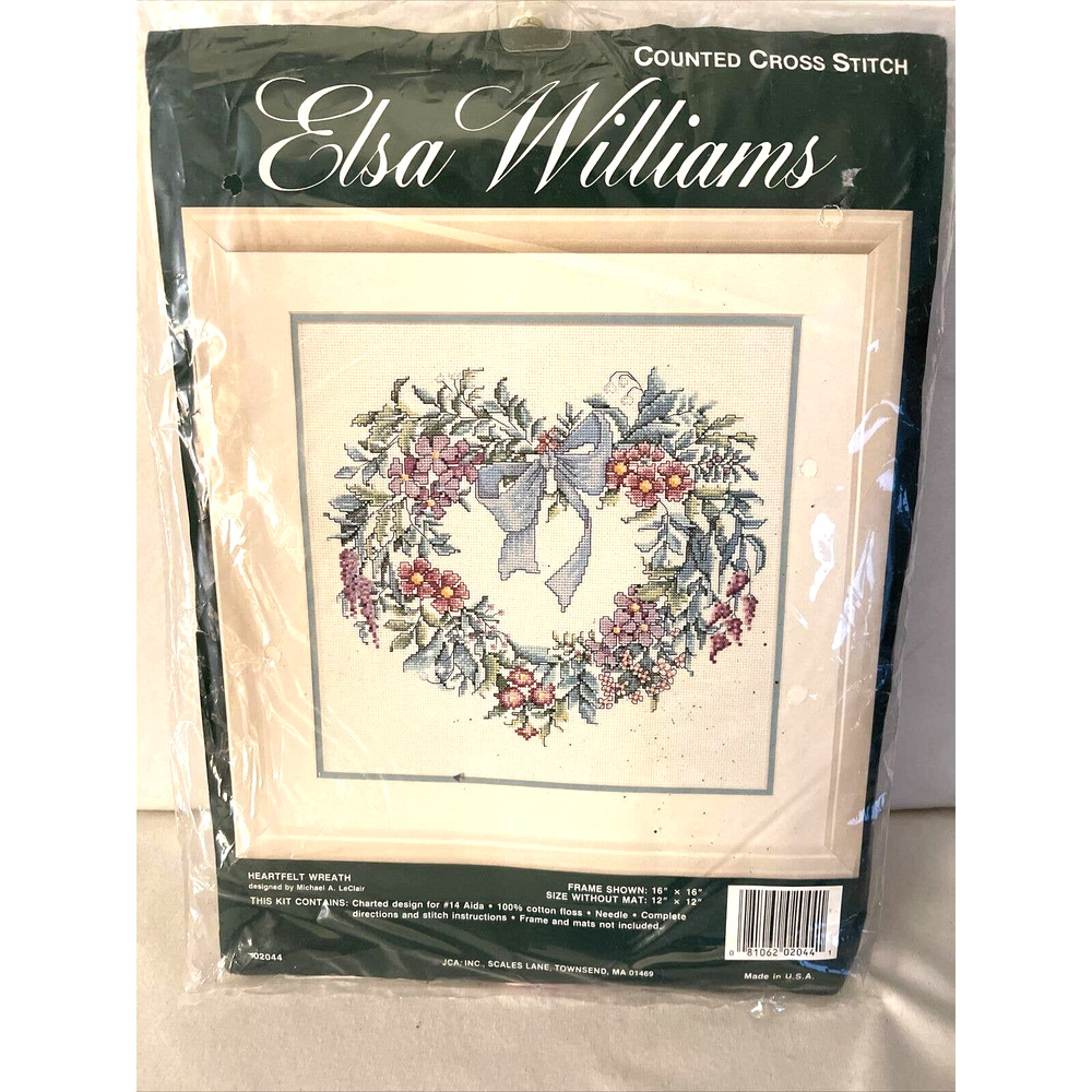 Elsa Williams Counted Cross Stitch Kit HEARTFELT WREATH 2044 NIP Michael LeClair